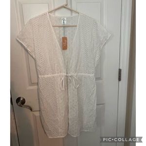 NWT white eyelet swim coverup